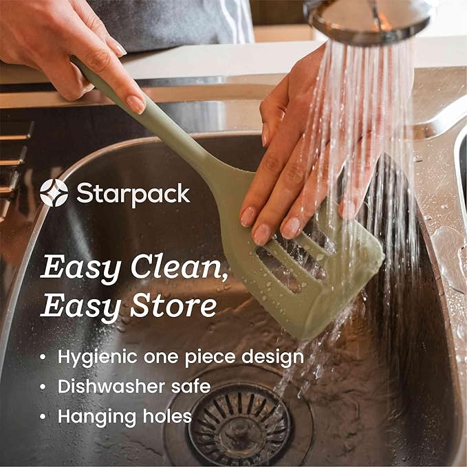 Starpack 'Head Turner' XL Premium Silicone Turner and Slotted Spatula - 13" Turning Spatulas High Heat Resistant to 600°F - Silicone Slotted Spatulas for Cooking - Non Stick Rubber Turning Spatula