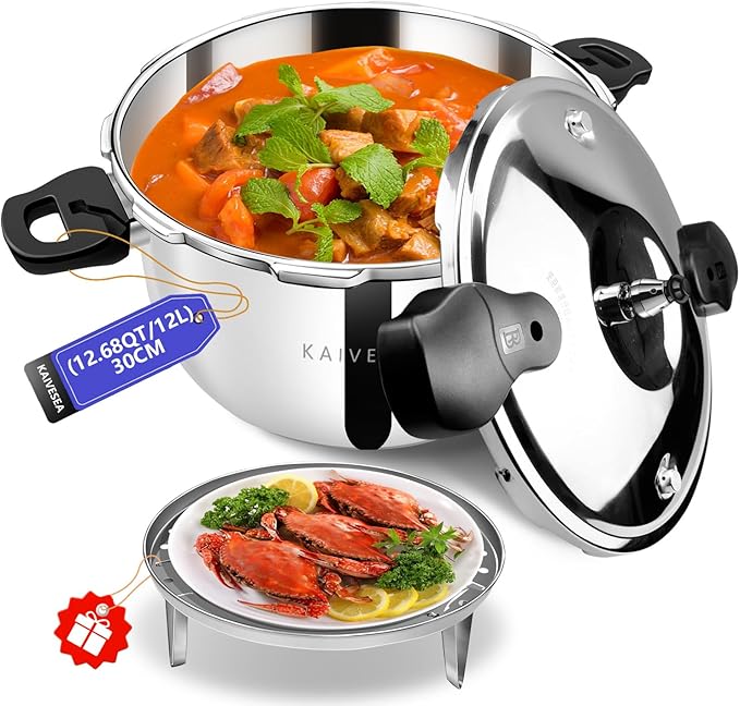 12.68QT Stainless Steel Pressure Cooker Canner, Jumbo Size, Heavy Duty Construction, Fast Cooking, Multi-Use Canning & Stewing Pot,olla de presion,para cocinar,instant pot