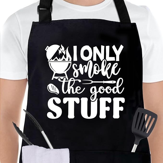 Grilling Aprons for Men,Cnavas Corss Back with Large Pockets Adjustable Chef Aprons, Funny Gifts for Men