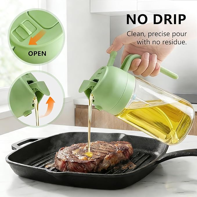 Oil Sprayer for Cooking, 2-in-1 Oil Mister & Dispenser Bottle for Air Fryer, Salad, BBQ, Kitchen Gadgets Accessories, 2 Pack