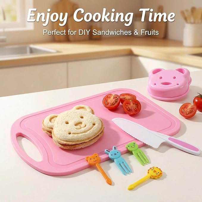 29 Pieces Kitchen Tools-Kids Cooking Sets Real-Toddler Knife Set for Real Cooking, Montessori Toys for 3+,Toddler Utensils with Safe Knives Crinkle Cutter Cutting Board
