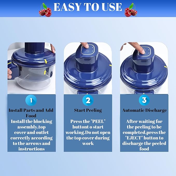 Automatic Vegetable Peeler, Electric Grape Peeling machine stainless steel, Rechargeable Home Kitchen Garlic Peeler Machine for Elderly, Easy to Use - Effortlessly Peels Vegetables and Fruit