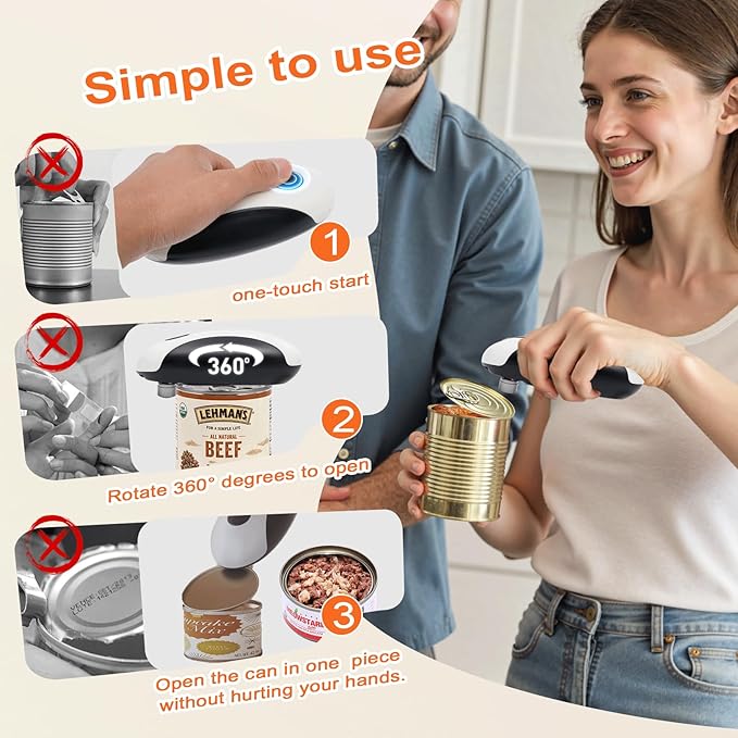 NOTUSIUY One-Touch Can Opener Electric with Rechargeable USB-C Fast Charge, The Electric Can Openers for Senior Best Gift in Kitchen
