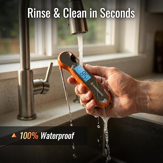 0.5 Sec Instant Read Meat Thermometer Digital with ±0.5℉ Precision, Food Thermometer for Cooking Kitchen Gadgets, Oven Grill Candy BBQ Essentials Accessories, Gifts for Him Dad Men Birthday, Orange