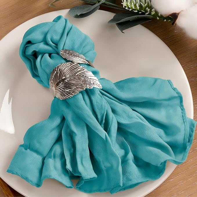 MLMC 10 Pack Cheesecloth Napkins Wedding Napkins 21"x21" Boho Reusable Napkins in Bulk for Wedding Bridal Baby Shower Events Table Decor Teal