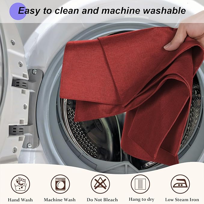 Cloth Placemats Set of 4, Cotton Linen Blend Machine Washable Double Layered Durable Place Mats Heat Resistant Placemats Wrinkle Free Thick Fabric Dining Table Mats (Red, 4)