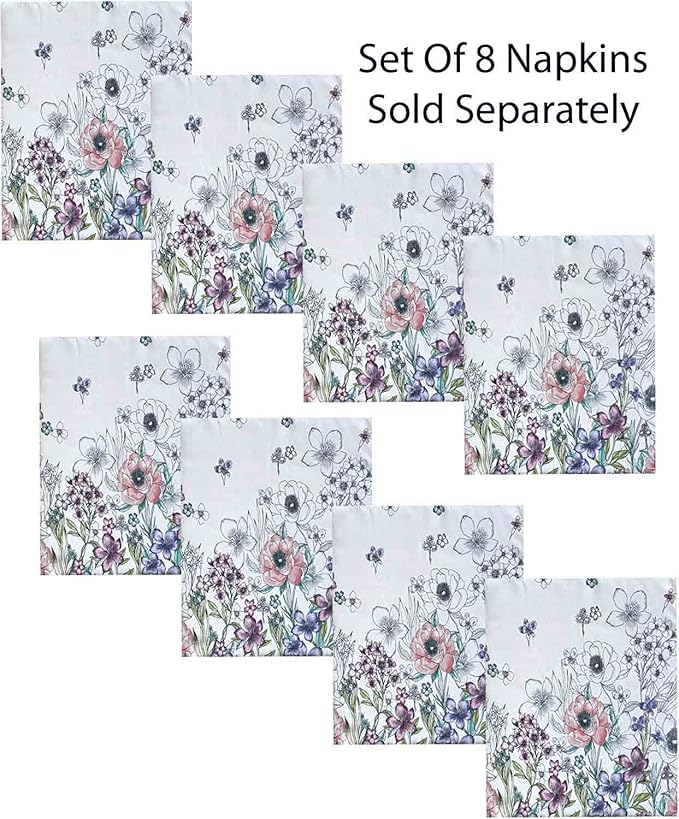 Newbridge Garden Breeze Rectangle Fabric Tablecloth, 60 x 84 Inch, Easy Care and Stain Resistant Fabric Table Cloth for Holiday Party Dining, Sweet Pastel Floral