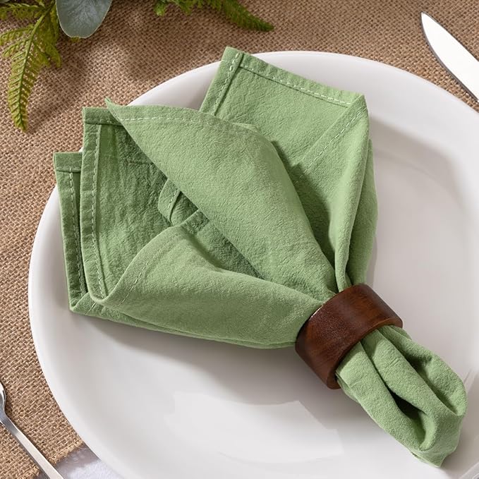 MLMW Sage Green Cloth Napkins Set of 8 Cotton Linen Spring Easter Napkins Cloth Bulk Washable Dinner Napkins 16"×16" for Wedding Baby Bridal Shower Birthday Garden Party Table Decor