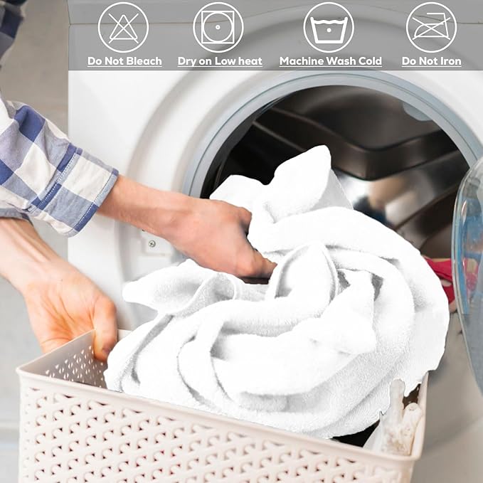 GOLD TEXTILES Premium White 100% Cotton Bath Towels Set (24 Pack, 24 x 50 Inch) High Absorbency Multipurpose Quick Drying Pool Gym Hotel Spa Bath Towel (24, White)