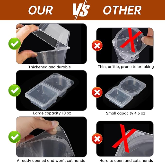 Reusable Snack Containers with Lids, Snack Containers, 10 Snack Packs Containers, meal prep containers Double Compartment, Container Portion Control for On the Go Travel Essentials
