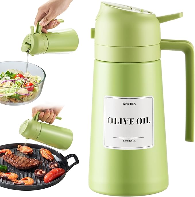 PARACITY 2 in 1 Oil Dipenser Bottle, Stainless Steel (Green-Green)
