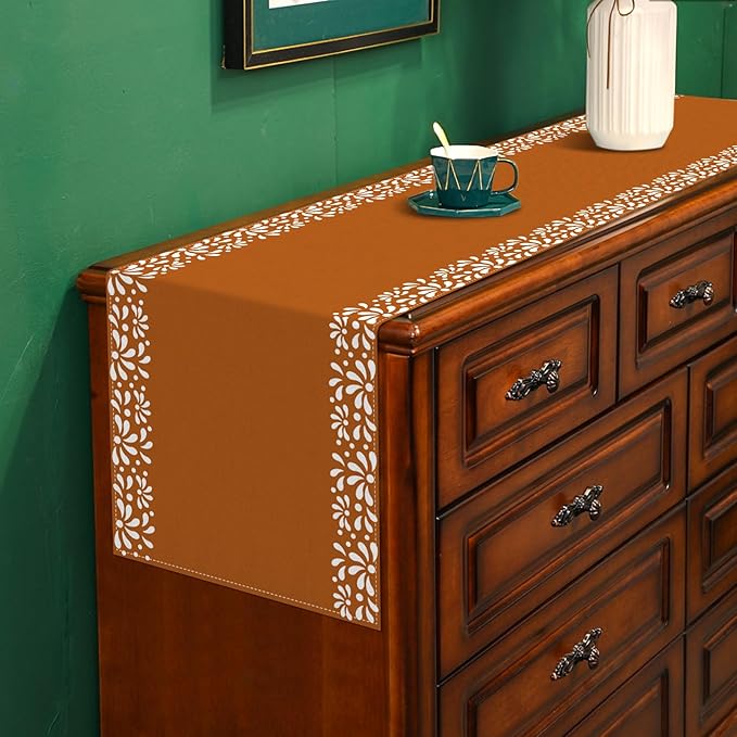 Mexican Cielito Lindo Table Runner Baby Shower Decoration Talavera Fiesta Mexicanos Dining Room Home Kitchen Table Decor (Terracotta, 13" x 72")