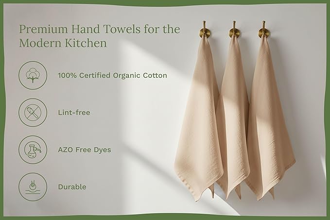 Organic Cotton Beige Flour Sack Towels - 10 Pack, 27"x27", Highly Absorbent Beige Tea Towels - Kitchen Cloth for Baking, Bread Making, and Cooking - Absorbent and Lint-Free (10 Pack)