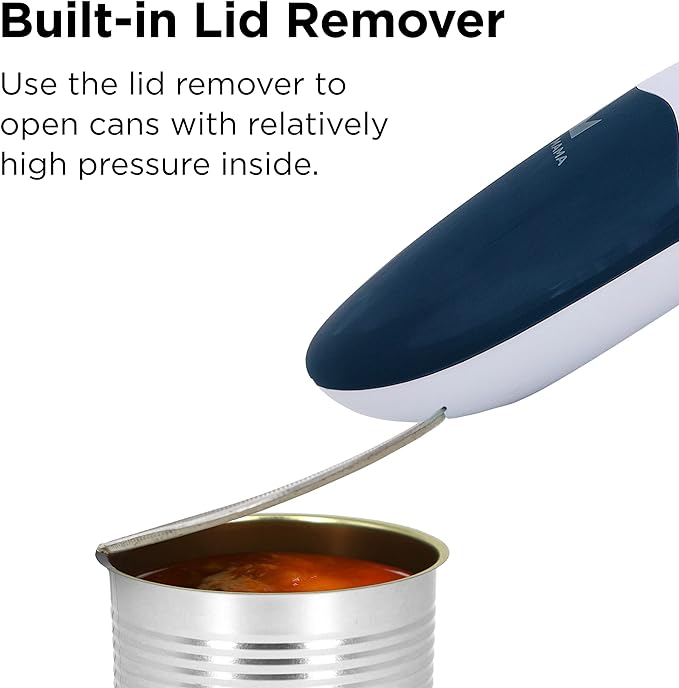 Kitchen Mama Auto 2.0 Electric Can Opener: Blade Opens Almost Any Can Pop or Soda Can - Automatic, Hands Free, Safe, Smooth Edge, Lid Remover, Battery Operated, Cordless, YES YOU CAN (Navy Blue)