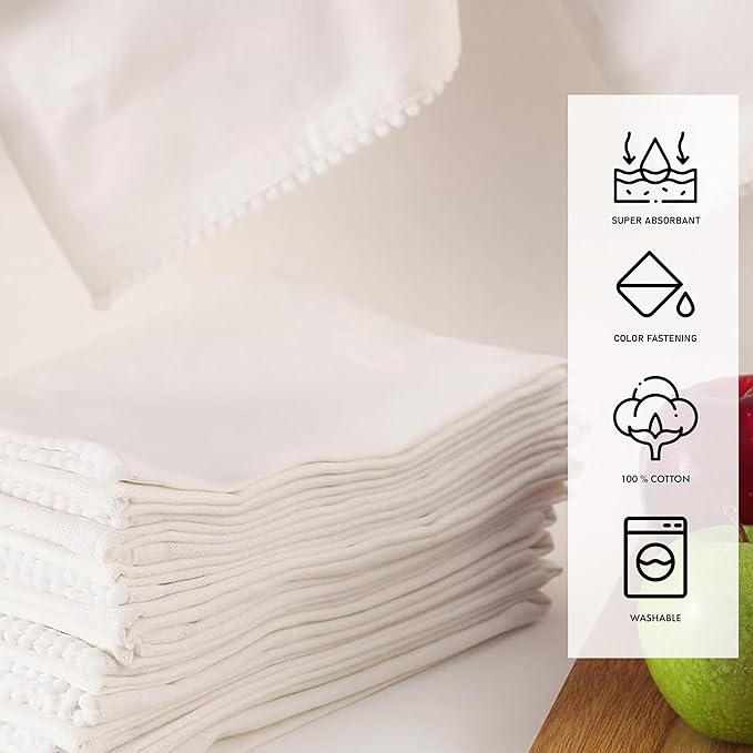 TARAN LIVING Kitchen Towels 100% Cotton Solid Kitchen Dish Cloths, Valentine Decor Kitchen Hand Towel Reusuable Dish Towel for Cleaning & Drying Tea Towels Set 18"x 28", Pack of 6 Green