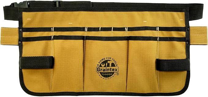 Graintex Heavy-Duty Ripstop Canvas Tool Apron – 12 Pockets, Adjustable Belt, Reinforced Stitching – Carpenter, Gardener, and DIY Utility Waist Apron