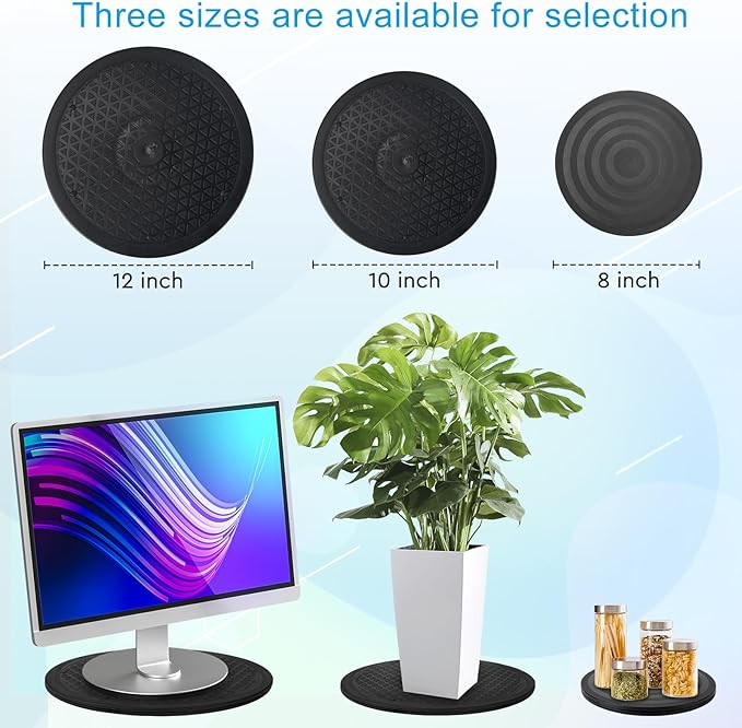 2 Pcs (12 Inch) Lazy Susan Turntable Organizer, Eichzer Premium Heavy Duty Rotating Swivel Stand with Steel Ball Bearings for Model/Rotating Plants/Crafts Stand/TV/Monitor/Laptop (360˚ Rotation)