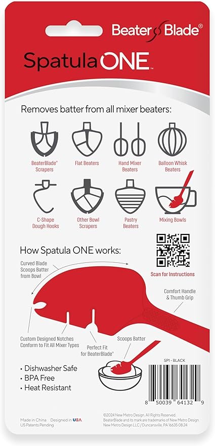 Silicone Spatula ONE Mixer Beater Scraper and Spatula, Black
