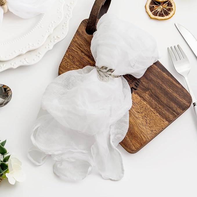 60 Pack White Cheesecloth Napkins Washable 21x21 Inches White Cloth Napkins Set of 60 Dinner Table Napkins for Wedding Cotton Gauze Bridal Baby Shower Rustic Boho Summer Party Table Decor