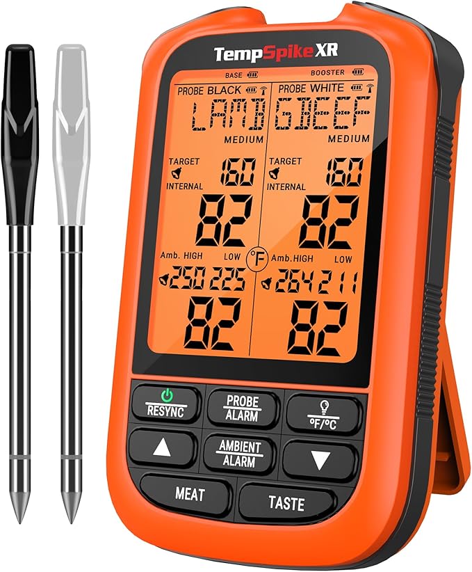 TempPro TempSpike 1000FT Wireless Meat Thermometer Digital with 2 Upgraded Ultra-Thin Probes, Kitchen Food Thermometer Cooking, Turkey, Smoker, BBQ, Grill Temperature Indicator (Previously ThermoPro)