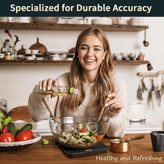 Vitafit 33lb/15kg Digital Food Scale in High Precision 0.1oz/1g, Our Own Kitchen Scale Professional Factory Since 2001, Kitchen Essentials for Cooking & Baking, LED, 3*AAA Battery, Spray Silver Black