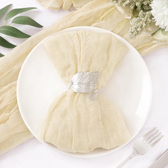 DeZerlor 30 Pack Beige Cheesecloth Napkins Christmas Cloth Napkins Set of 30 Cream Holiday Dinner Napkins Bulk 21x21 Inches for Wedding Bridal Shower Baby Shower Xmas Parties