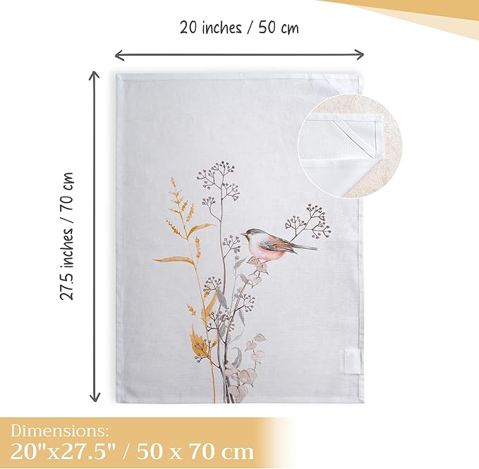 Maison d' Hermine Kitchen Towels Set of 3 100% Cotton 27.50" x 20" Reusable Cloth Dish Towels Absorbent with Hanging Loop for Kitchen Gifts for Mothers Day Spring/Summer (Meadow Florals - Beige)