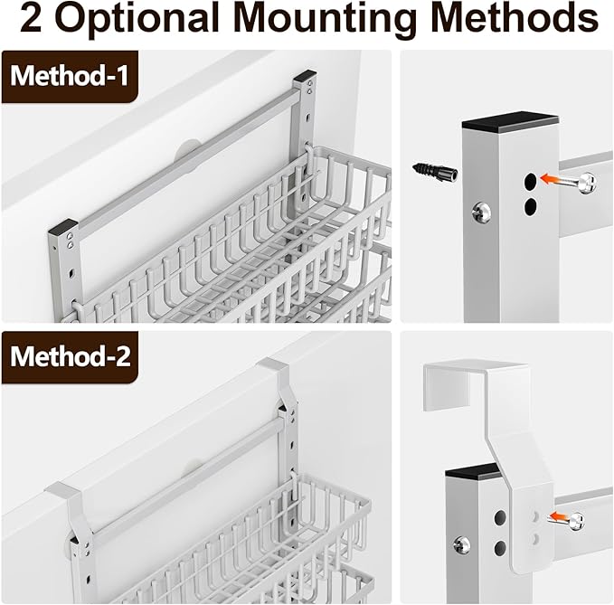 POKIPO 9 Tier Over The Door Pantry Organizer, 2 in 1 Wall Mount or Hanging Spice Rack with Adjustable Basket, Seasoning Organizer and Storage for Kitchen Cabinet Closet Bathroom