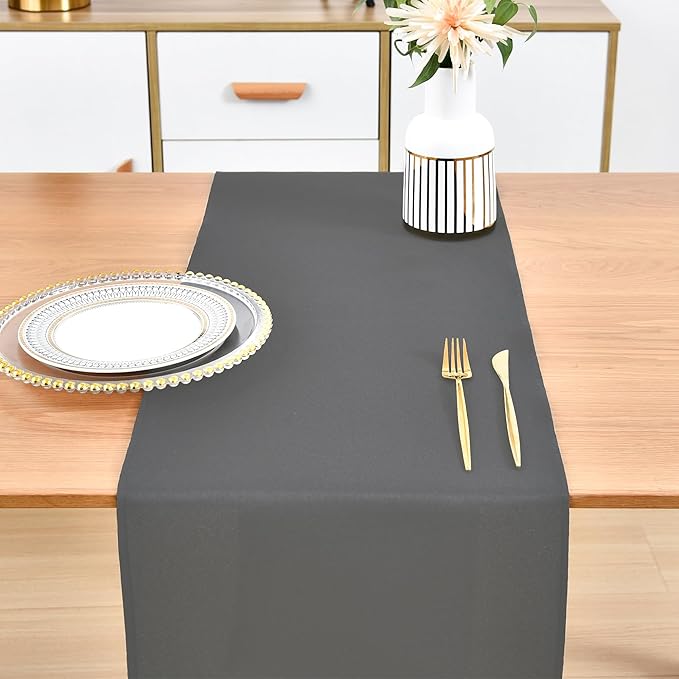 Farmhouse Grey Table Runner Dining Table Runners 60 Inches Long Coffee Table Runner for Dresser Living Room Bedroom Holiday Party Banquet 12X60 Inch