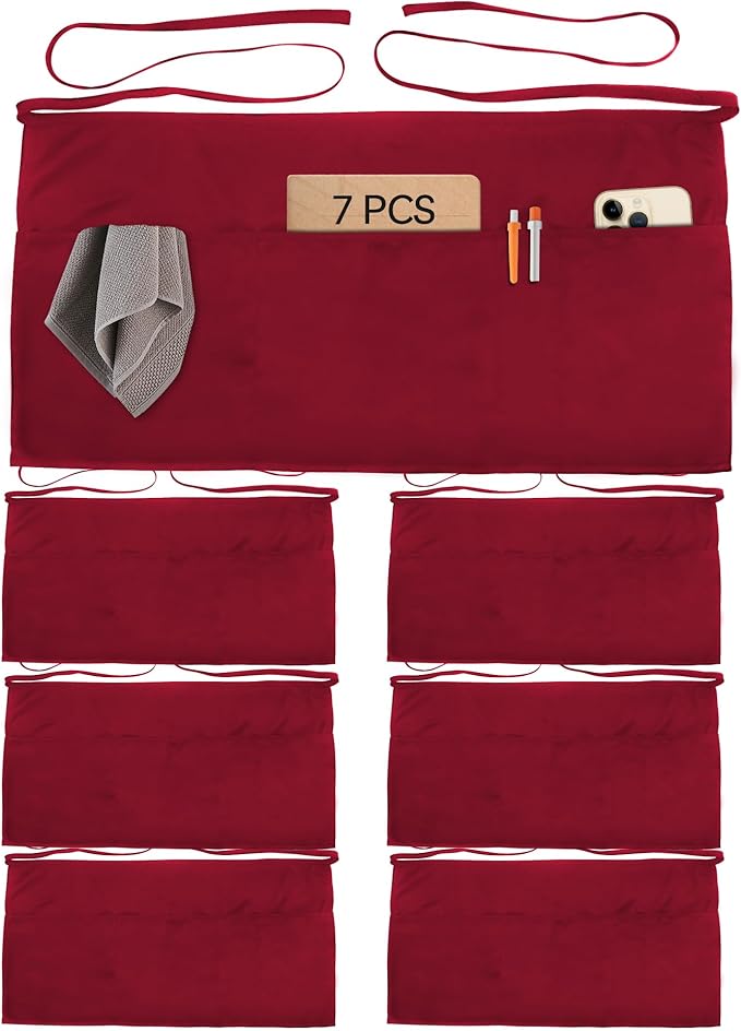 Xeoxarel Aprons with 4 Pockets (Available in 3 Pack / 7 Pack) 23.5'' X 11.5''