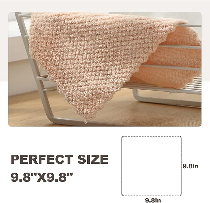 K&janet6am Microfiber Cleaning Cloth for Kitchen, 12 Pack Premium Coral Velvet Dish Cloths for Washing Dishes, Super Absorbent Coral Fleece Cleaning Cloths, Nonstick Oil Washable Fast Drying Rags