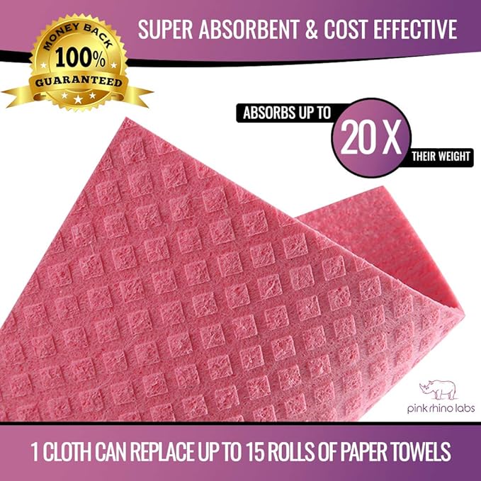 Swedish Dishcloths – Eco-Friendly Reusable Kitchen Towels – 3 Pack Cleaning Cloths for Dishes, Counters & Surfaces – Super Absorbent, Compostable, Zero-Waste Alternative