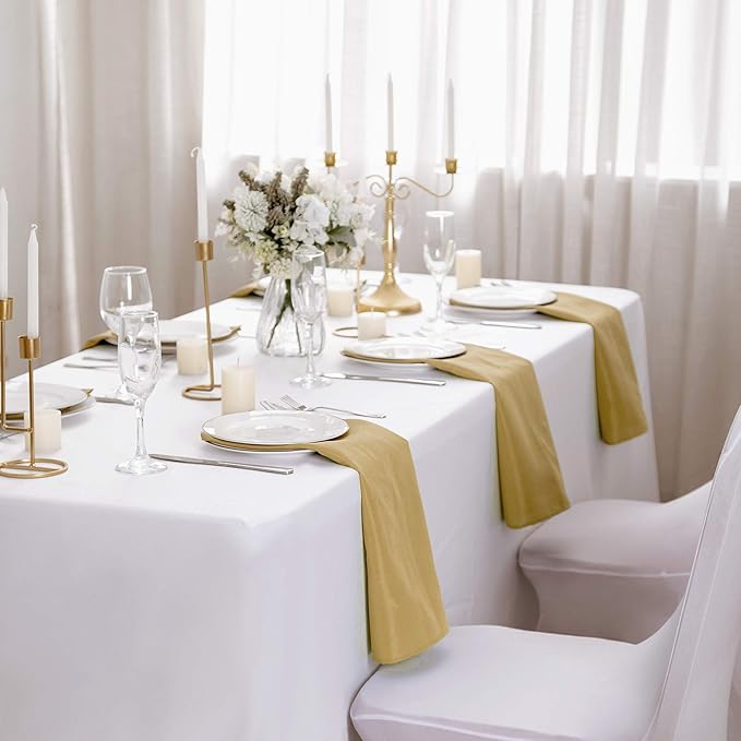 Bailarina Cloth Napkins Set of 120,17x17 inches Dinner Napkins Cloth Washable,Polyester Square Table Cloth Napkin Bulk with Hemmed Edges Ideal for Banquets, Parties and Weddings-Gold