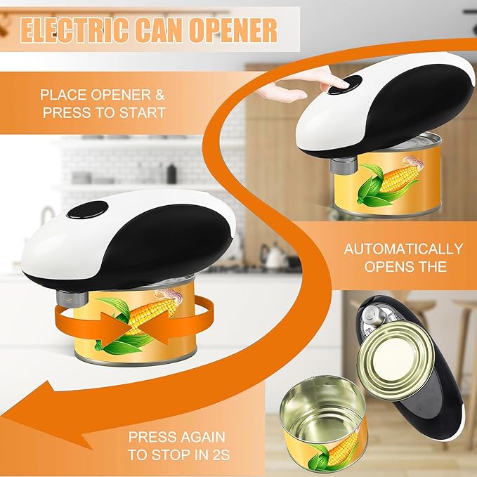 Electric Can Opener,USB Rechargeable Can Opener,One-Touch Cordless Can Opener,Smooth Edge,Hands Free,Food Safety,Kitchen Gadget Battery Operated,Automatic Can Openers for Seniors