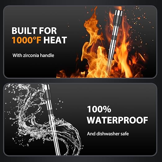 Wireless Meat Thermometer with 2 Probes & 800Ft Range - Smart Bluetooth BBQ Grill Thermometer with Standalone Base, NIST Certified ±0.5°F Accuracy