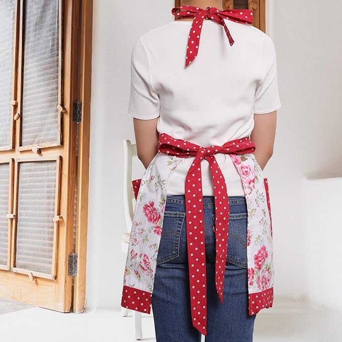 NEOVIVA Kitchen Aprons for Women with Pockets,Cooking Aprons for Women,Vintage Apron for Baking Gardening,Gifts for Mothers