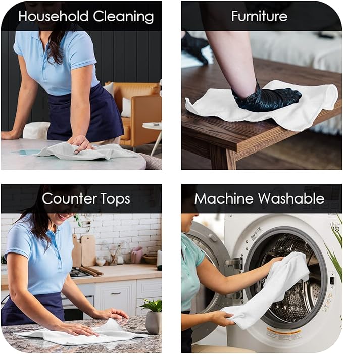 Avalon Towels Microfiber Cleaning Cloths (Value Pack of 100) - Size 12 x 12 Inches, Highly Absorbent Cleaning Rags, Lint Free, Reusable and Washable, Microfiber Towels for Cars