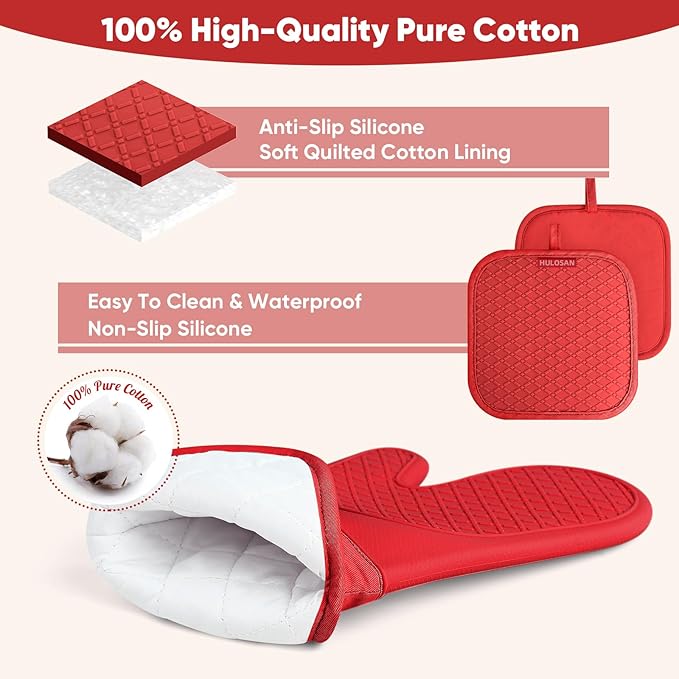 Silicone Oven Mitts Pot Holder Kitchen-Towels100% Cotton Dish Towels for Kitchen,Super Soft and Absorbent Kitchen Hand Towels/Tea Towels.Pot Holder,Oven Mitt Heat Resistant,Silicone Grip,Gift Set