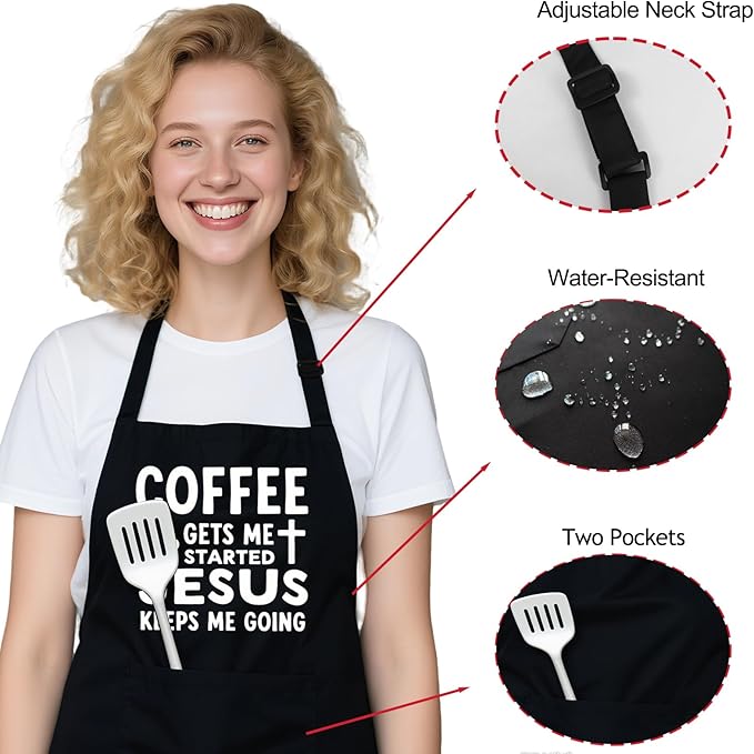 Funny Aprons for Women with 2 Pockets, Adjustable Water Resistant Cooking Apron Gifts for Christmas Mother's Day