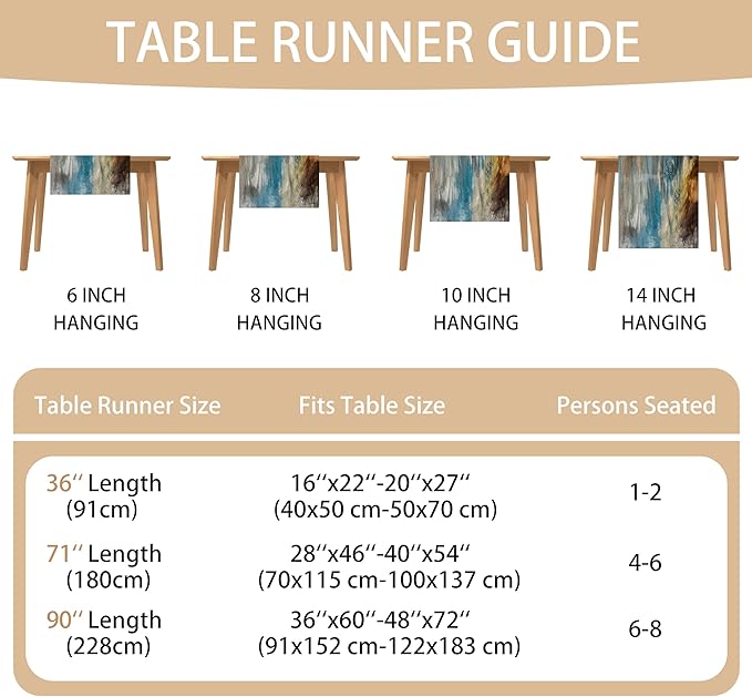 Teal Black and Brown Table Runners Rustic Farmhouse Linen Table Runners Abstract Modern Art Coffee Table Runner for Kitchen Dining Table Home Party Decor (Teal Brown, 13"x 36")