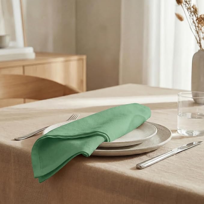 Urban Villa Cloth Napkins Set of 12 20x20 Inches 100% Cotton Napkins Cloth Washable Durable Reusable Absorbent Table Dinner Napkins Cloth for Christmas Parties Hotel Lunch Restaurant Weddings - Green