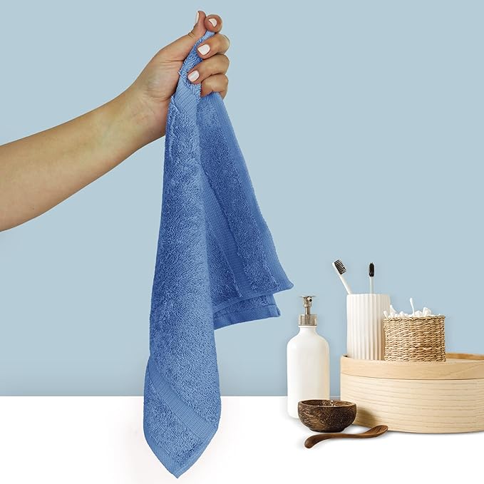 Chakir Turkish Linens 100% Cotton Premium Turkish Towels for Bathroom | 13'' x 13'' (6-Piece Washcloth, Wedgewood)