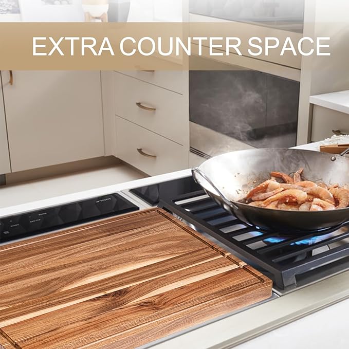 24 Inch XXL Countertop Cutting Boards, Extra Large Chopping Board for Kitchen, Butcher Block Carving Board for BBQ, Turkey, Meat, Large Charcuterie Board with Handles, Juice Groove
