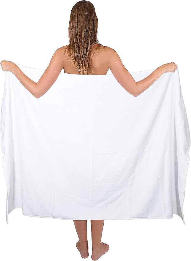 Belizzi Home Premium Cotton Oversized 2 Pack Bath Sheet 35x70-100% Pure Cotton - Ideal for Everyday use - Ultra Soft & Highly Absorbent - Machine Washable - White