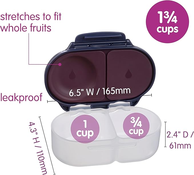 b.box Harry Potter Snack Box - Leakproof 2 Compartment Snack Containers for Kids, Mini Bento Box for Kids & Toddlers, Lunch Containers, Dishwasher Safe, BPA Free, PFAS Free, Ages 4m+, 1.75 Cup