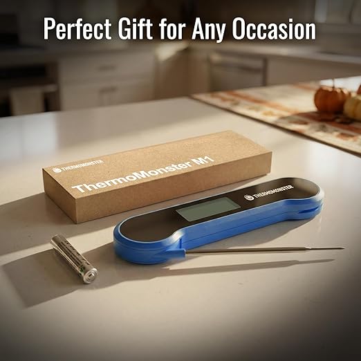0.5 Sec Instant Read Meat Thermometer Digital with ±0.5℉ Precision, Food Thermometer for Cooking Kitchen Gadgets, Oven Grill Candy BBQ Essentials Accessories, Gifts for Him Dad Men Birthday, Blue