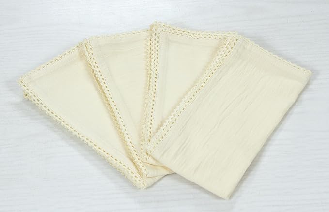 ACCENTHOME Cream Cloth Napkins Set of 6 18x18 inch Cotton Dinner Napkins - Washable Soft Premium Hotel Quality Reusable Napkins Perfect Table Napkins for Family Dinners, Weddings & Everyday Use
