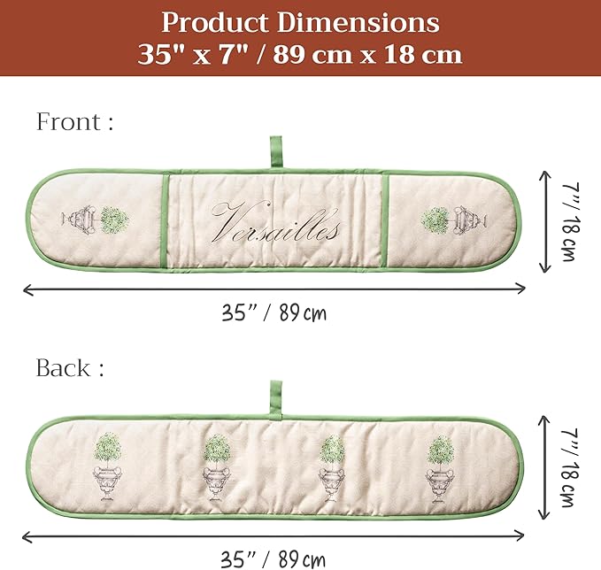 Maison d' Hermine Double Oven Mitts 100% Cotton 7"x35" Double Oven Mitt Heat Resistant BBQ Cooking Gloves with Loop Baking Grilling Gifts for Mothers Day Spring Summer (Jardin Du Roy)