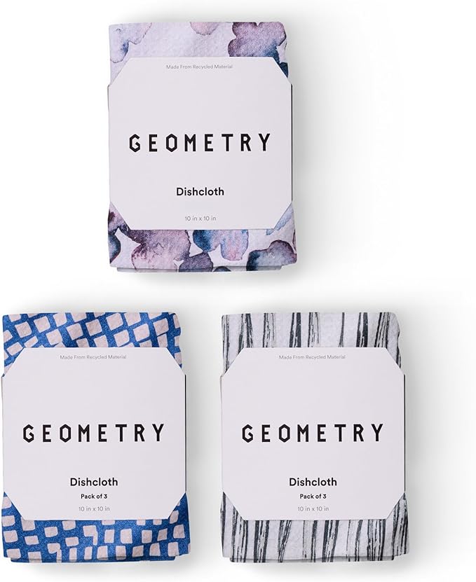 GEOMETRY Kitchen Dish Cloths - Quick Dry Dishcloths for Kitchen - Premium Dish Rags with Geoweave - 3-Pack Set Tiny Petals