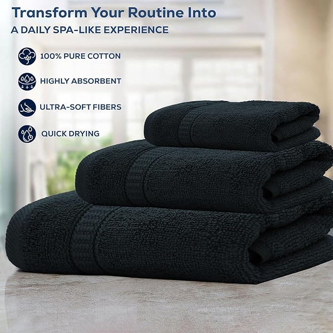 GOLD TEXTILES Premium Bath Towels Set (Pack of 24,27 x 54) 100% Ring-Spun Cotton Bathroom Towels for Hotel, Spa, Soft and Absorbent (27 x 54, Grey - 24 Pcs)